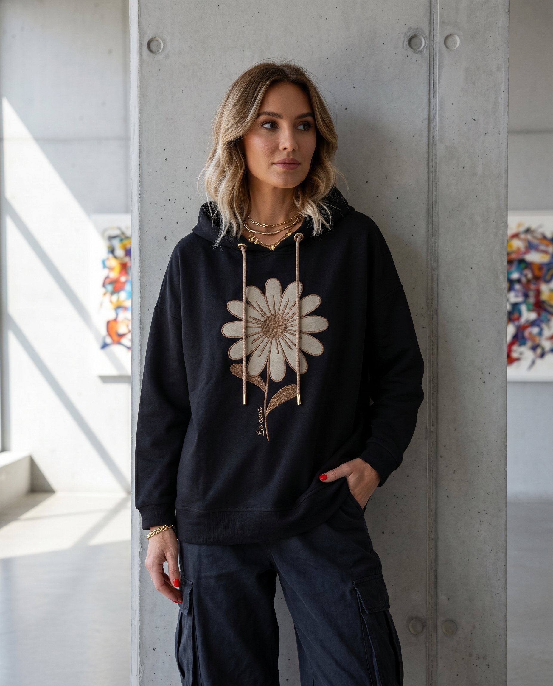 Bluza z KAPTUREM Z KWIATKIEM KEN-40404