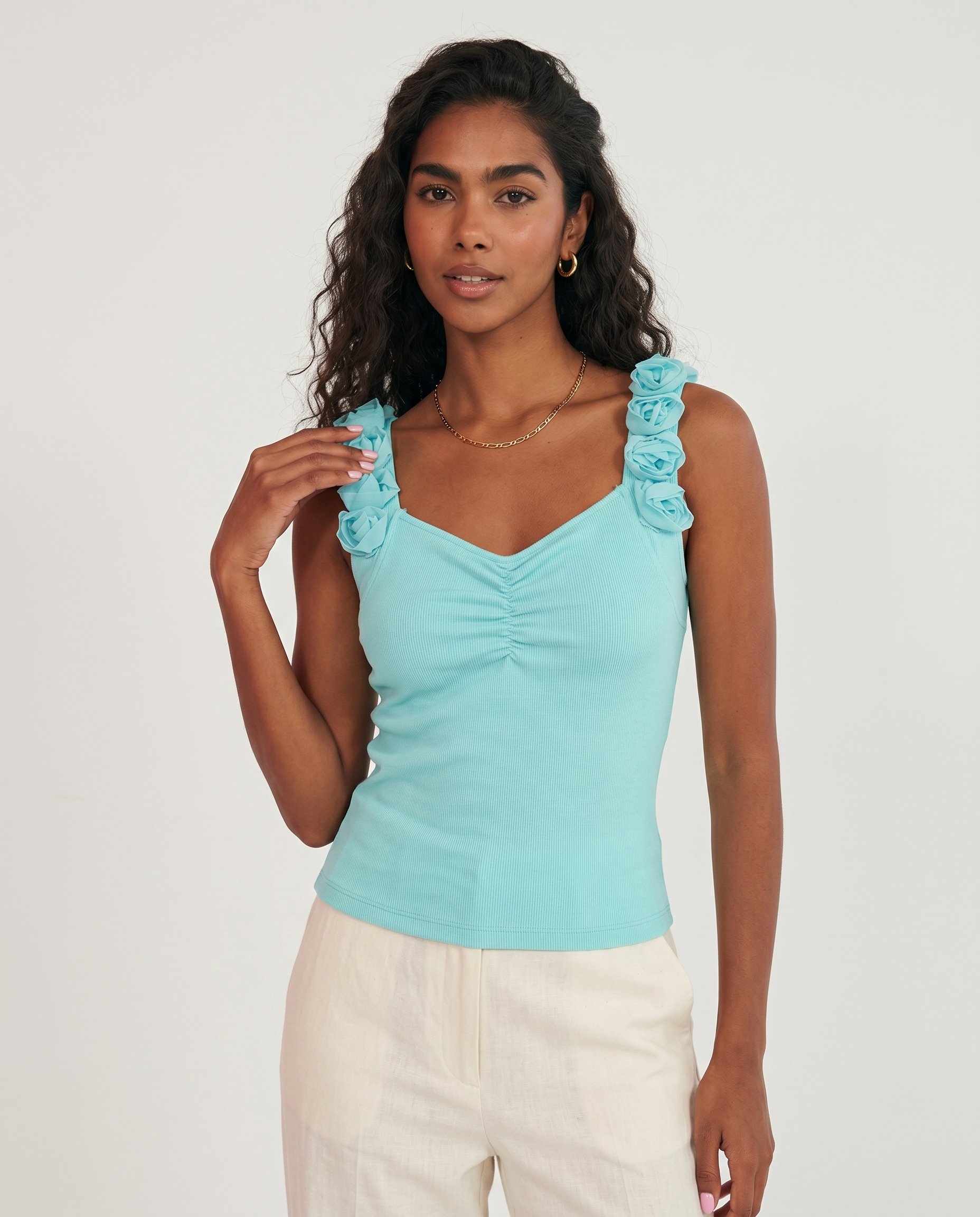 Bluzka na ramiączka z RÓŻAMI KEN-1773 - 6