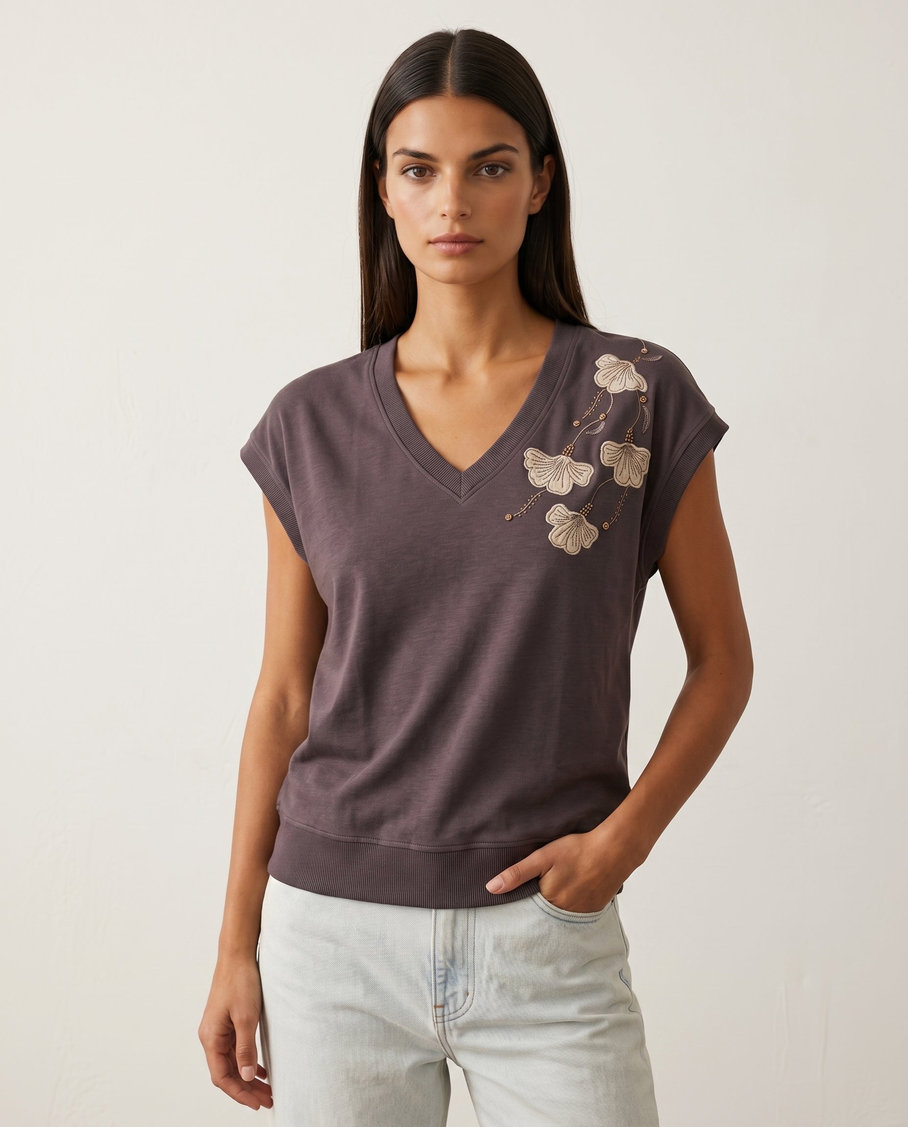 Bluzka w serek z KWIATAMI KEN-04 - 3