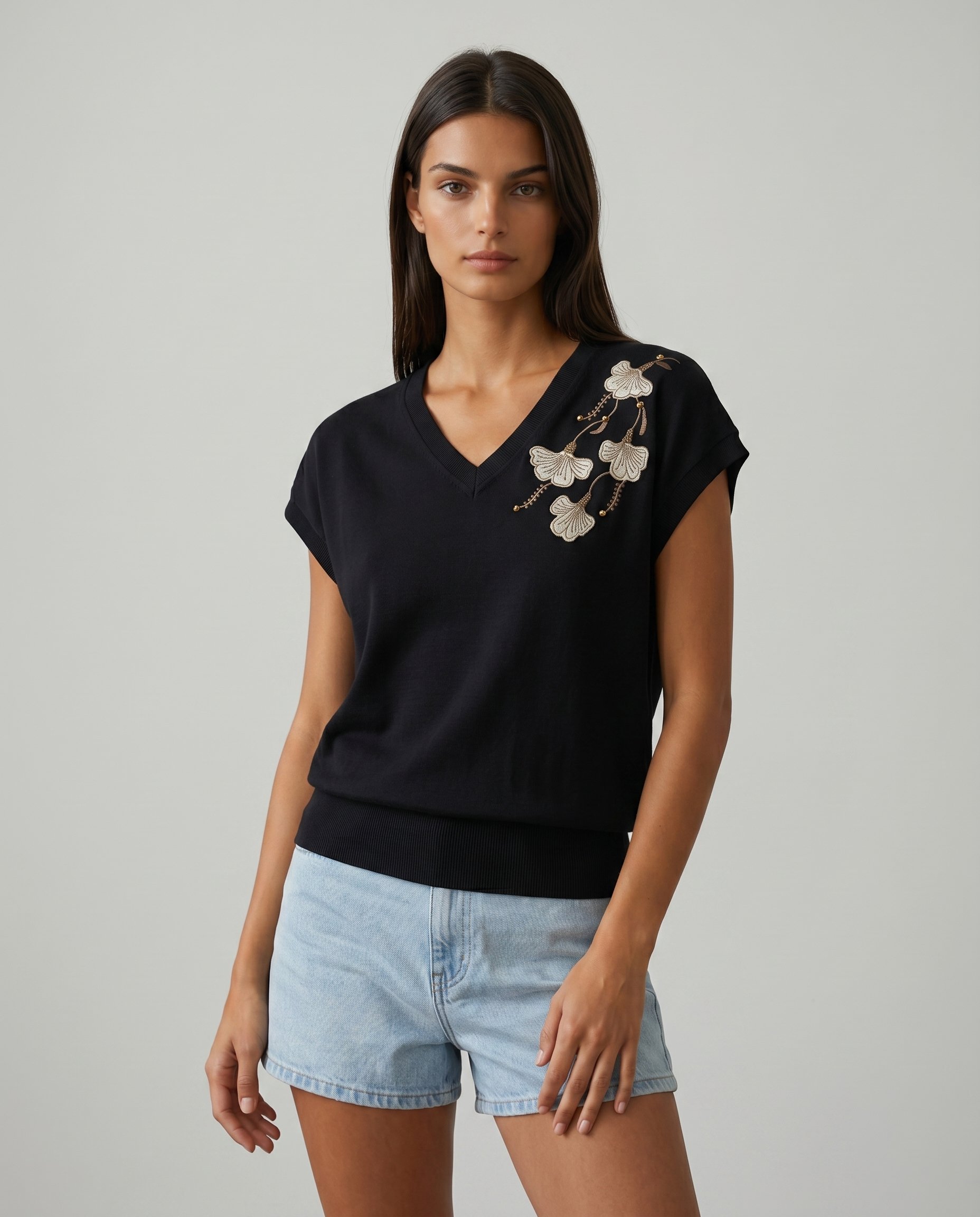 Bluzka w serek z KWIATAMI KEN-04 - 2