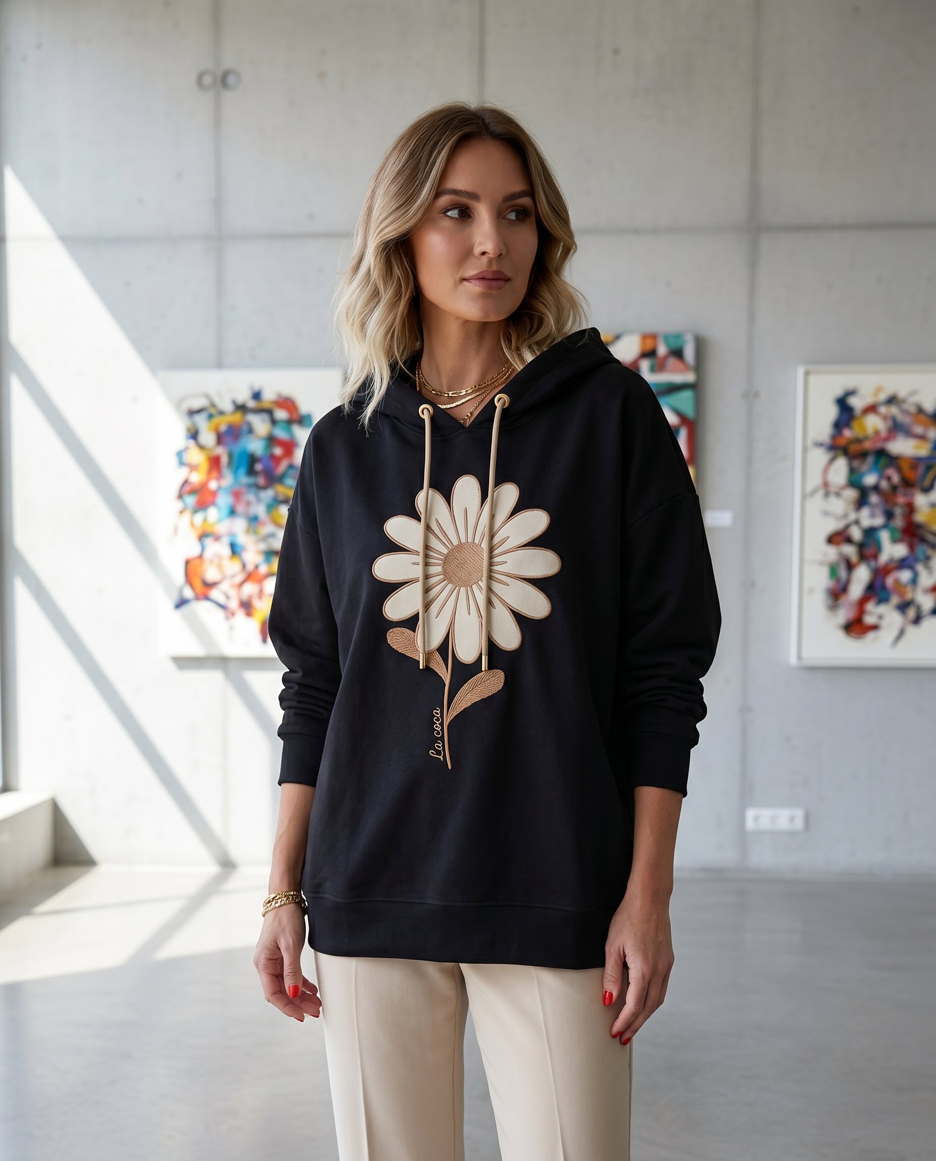 Bluza z KAPTUREM Z KWIATKIEM KEN-40404 - 4