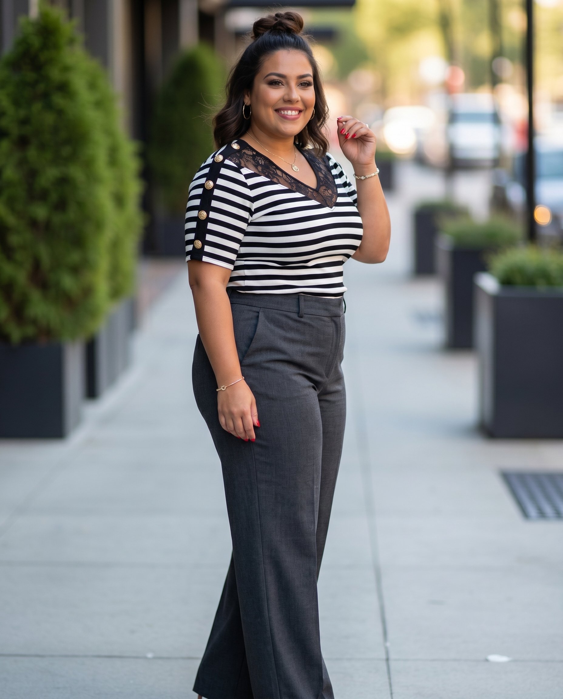 Bluzka w PASKI KEN-70239 - 3