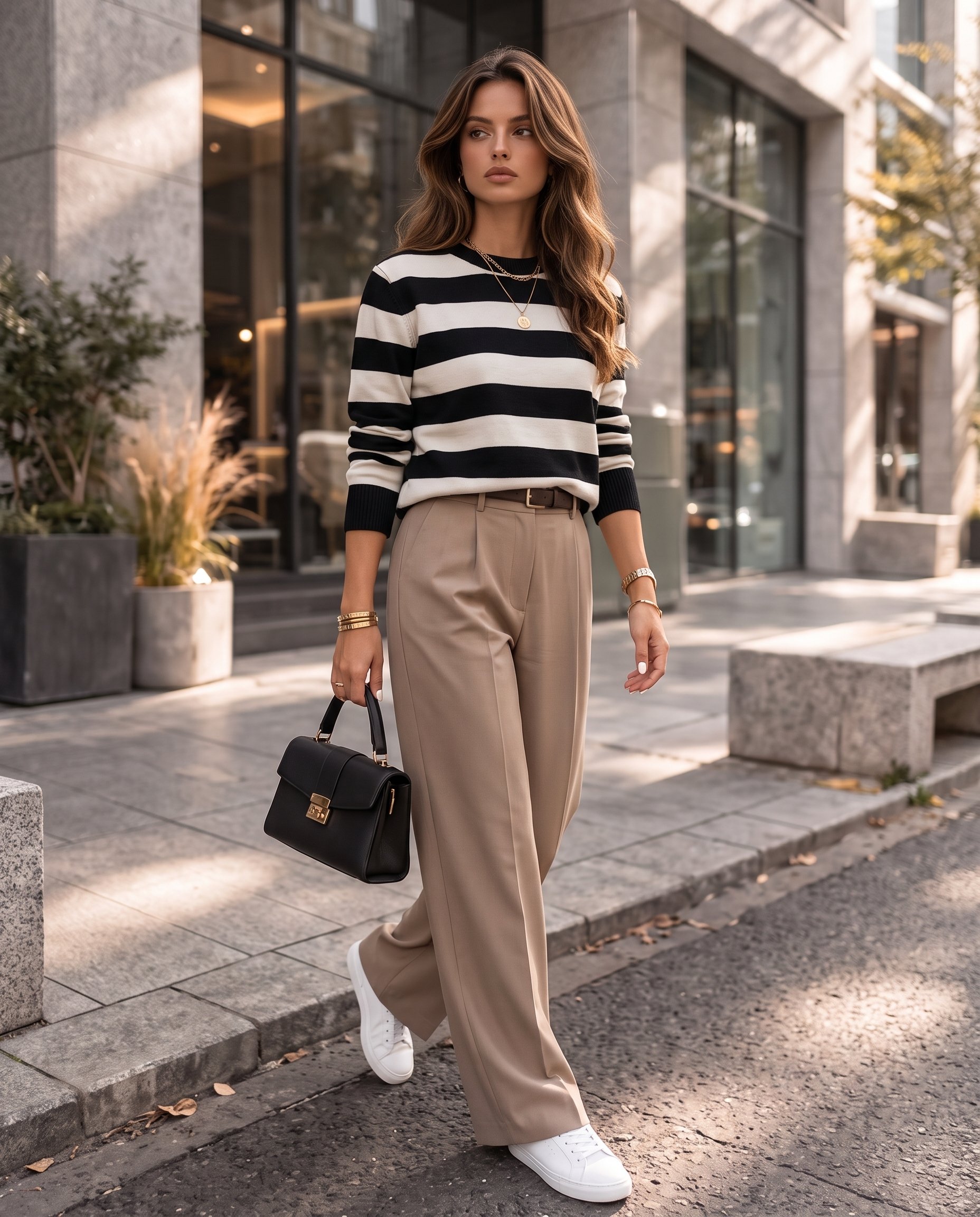 Sweter w grube paski G15