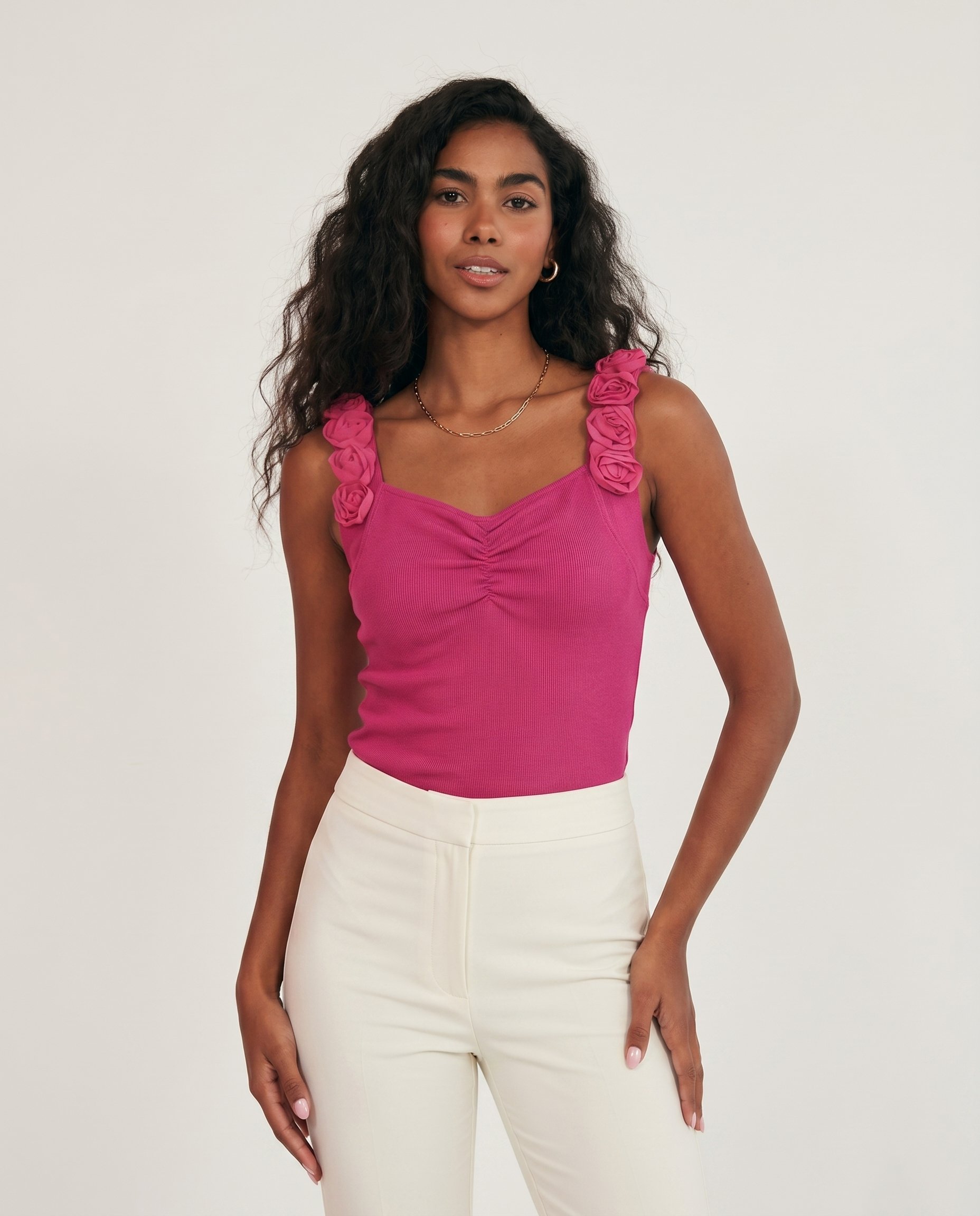 Bluzka na ramiączka z RÓŻAMI KEN-1773 - 5