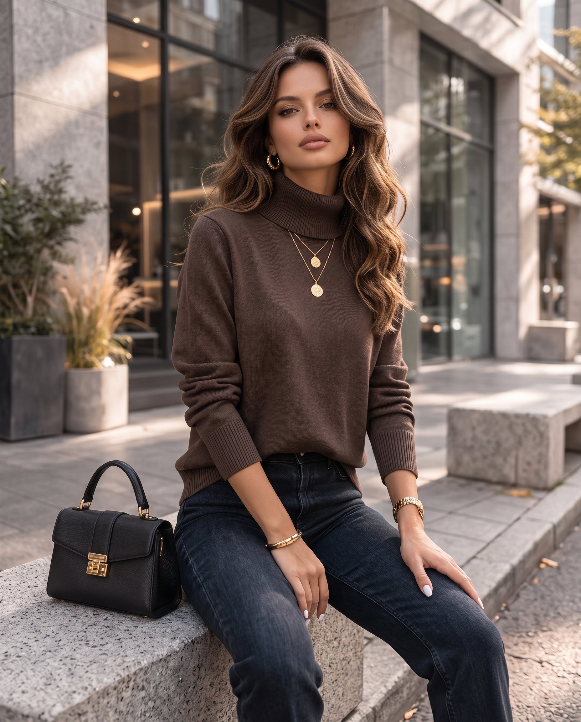 Sweter z szerokim golfem 84088
