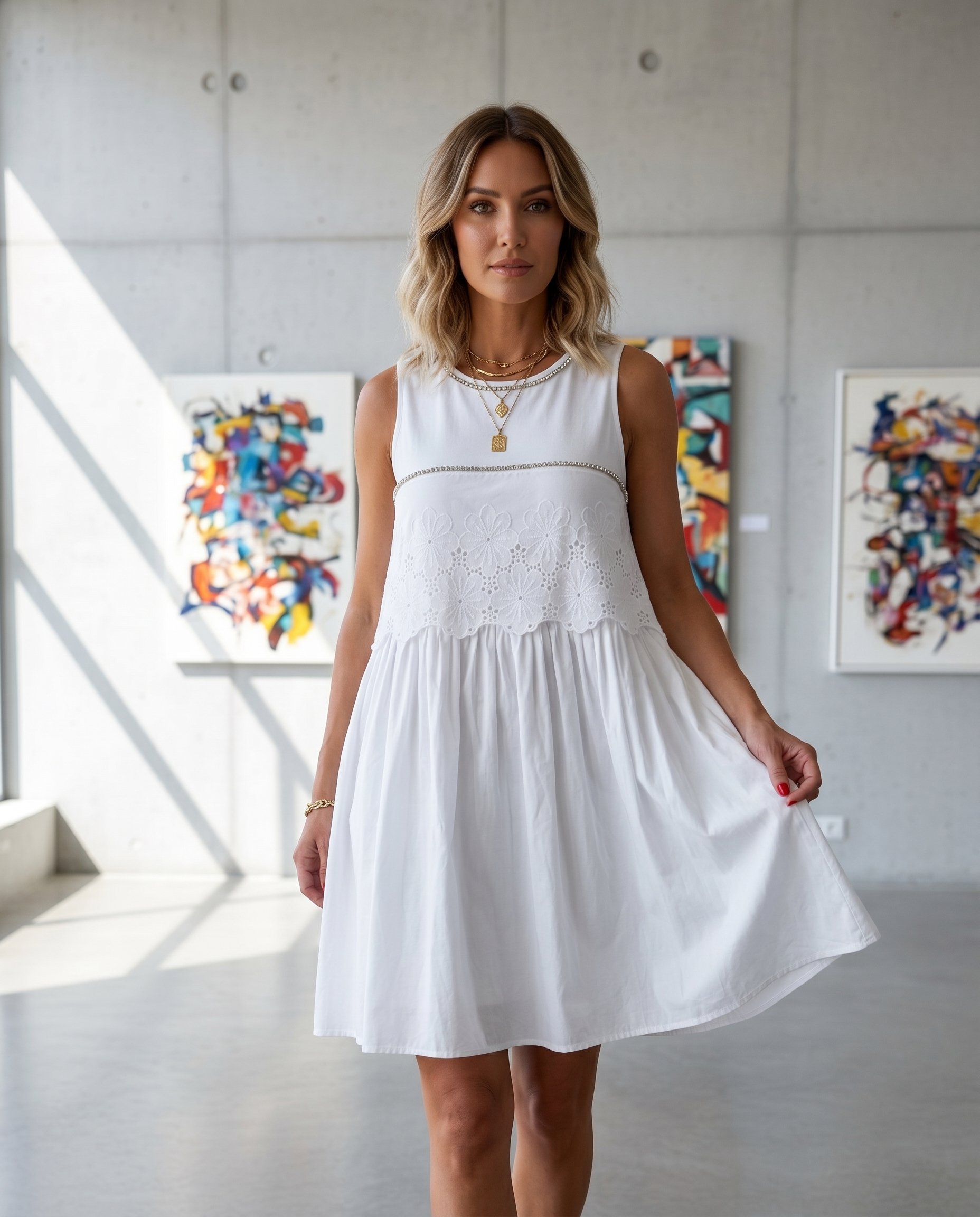 Sukienka z haftowaną falbaną - 2