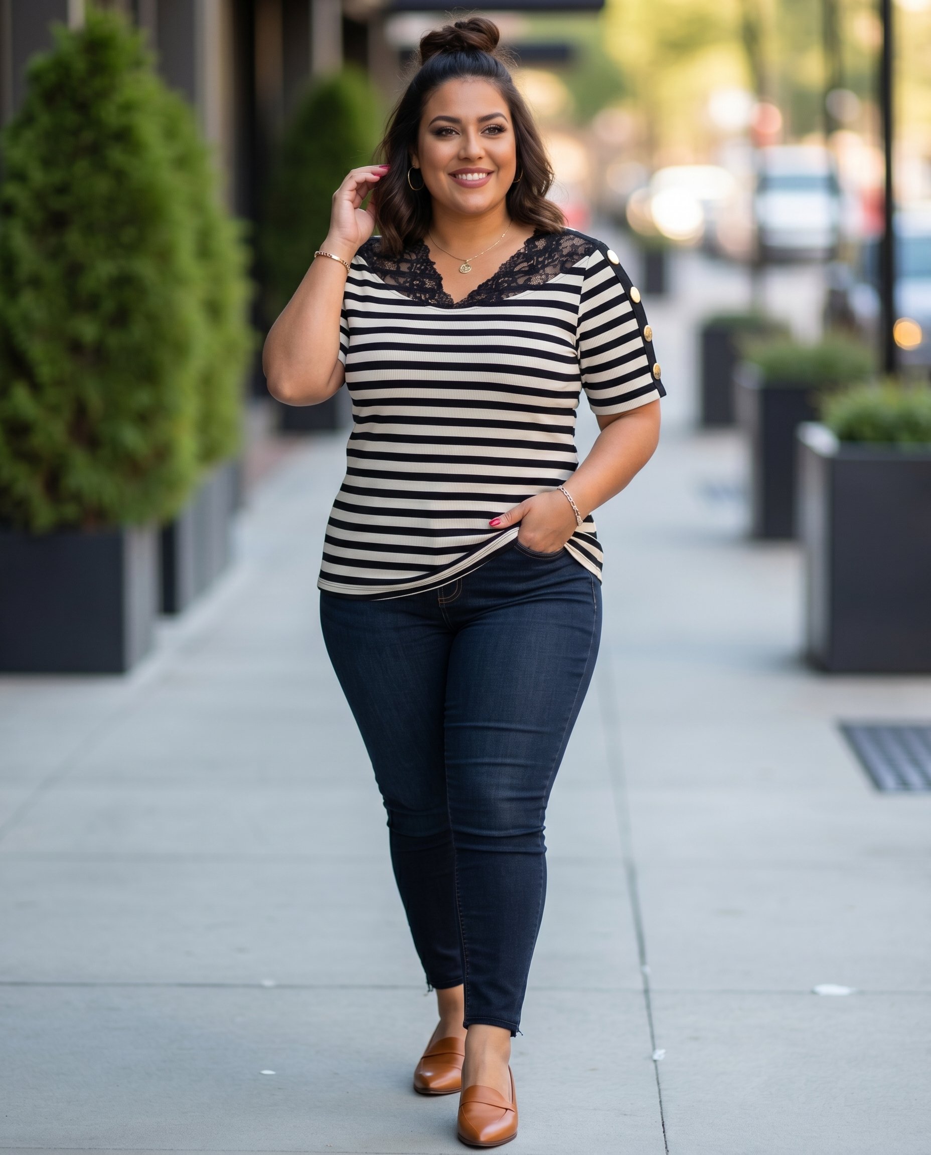 Bluzka w PASKI KEN-70239 - 1