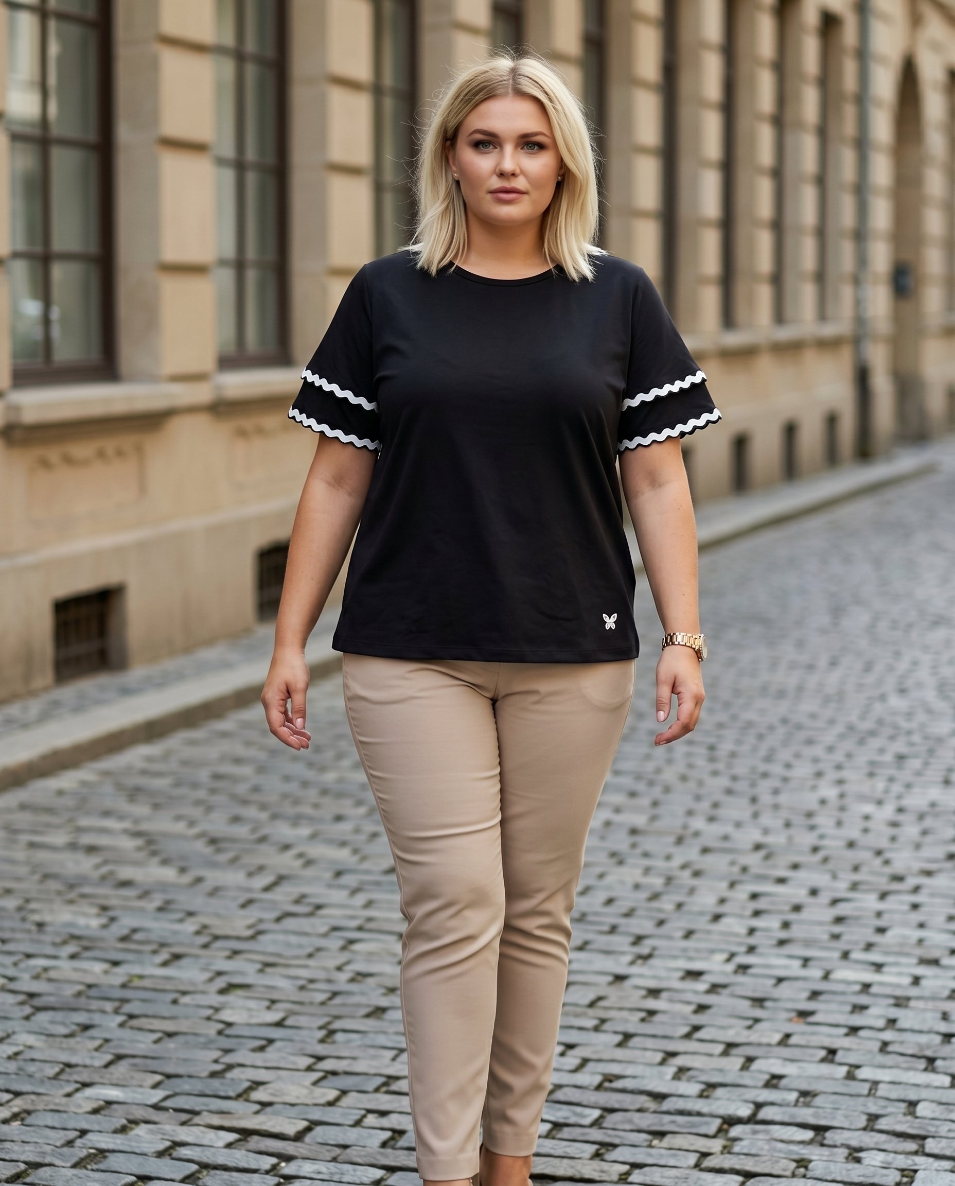 Bluzka z FALBANKAMI NA  RAMIONACH WA-344 - 3