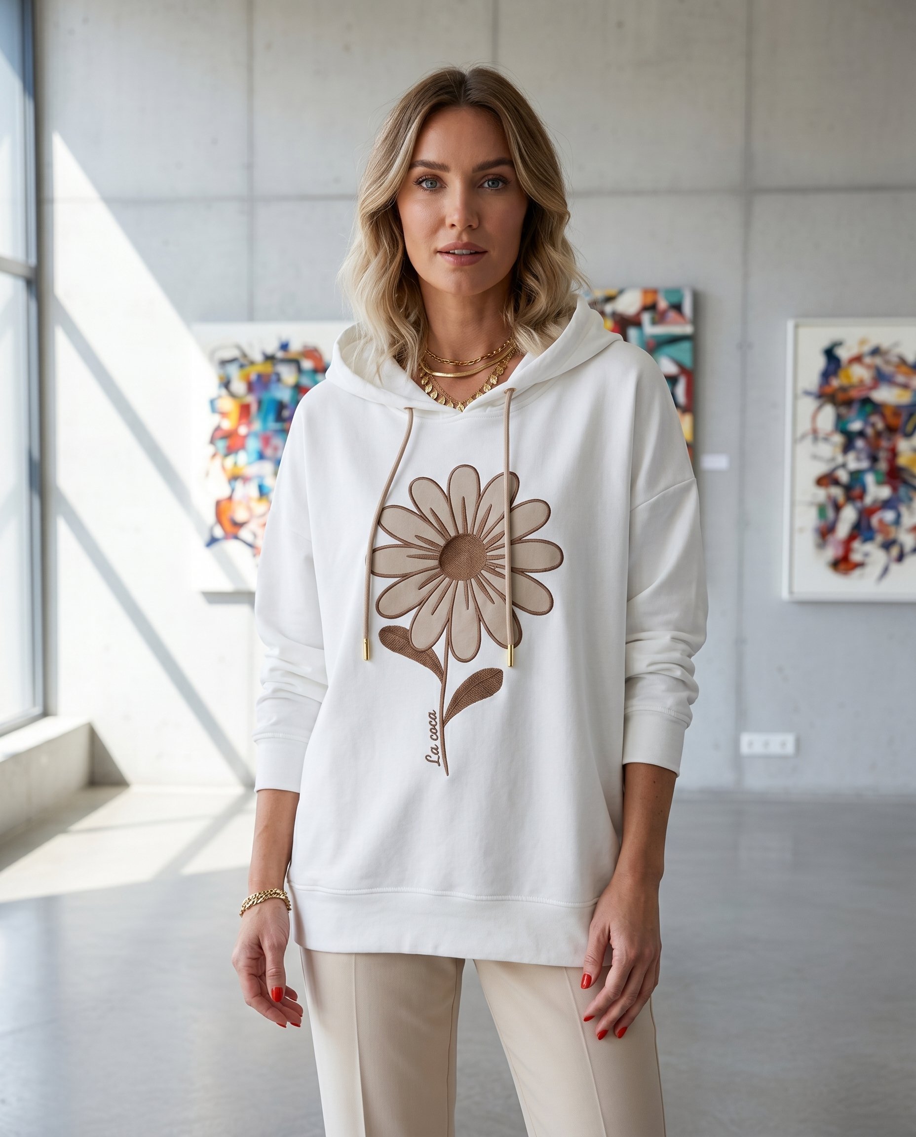 Bluza z KAPTUREM Z KWIATKIEM KEN-40404 - 2